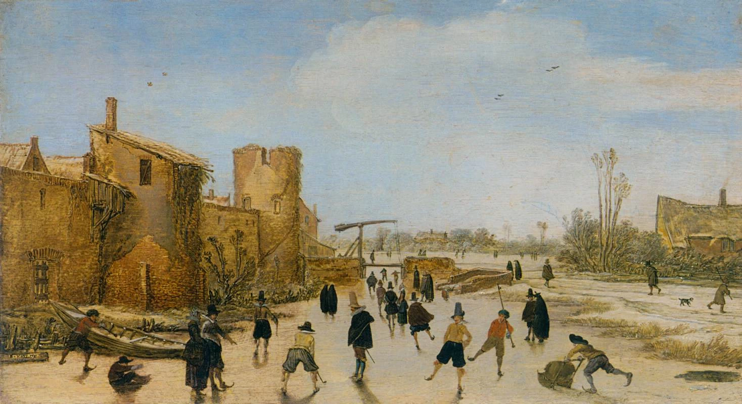 Pattinatori su un canale ghiacciato - Alte Pinakothek, Munich